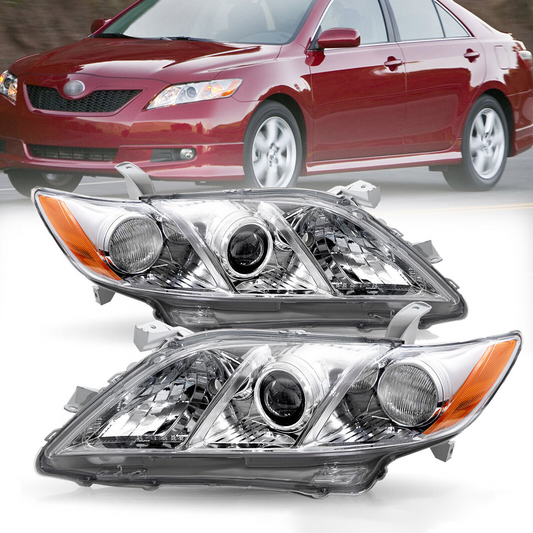 2007 2008 2009 Toyota Camry Chrome Headlights Amber Corner