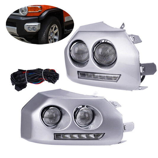 For 2007-2014 Toyota Fj Cruiser Driving Bumper Fog Lights LED DRL Running Lamps