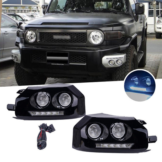 2007 -2014 Toyota Fj Cruiser Fog Lights LED Black DRL Lamps Fit
