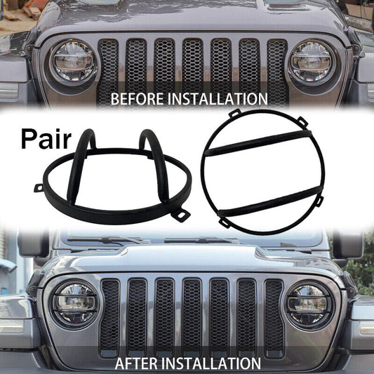 2007-2018 Jeep Wrangler Front Headlight Protect Guards Cover Trim