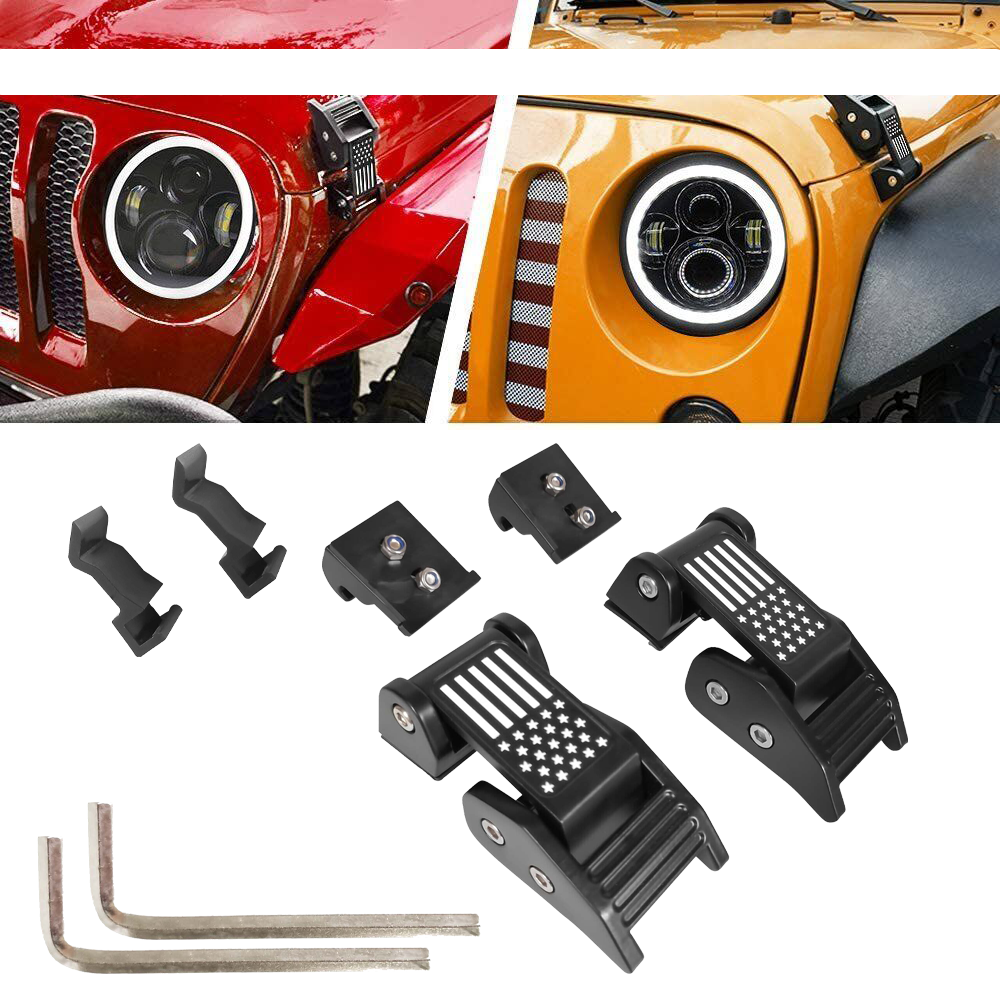 Black Aluminum Hood Locking Latch Catch Kit For Jeep Wrangler JK JKU 2007-2018 JL Gladiator