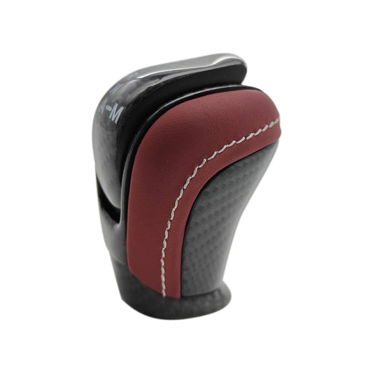 2009-2021 Nissan GTR Red Leather White Thread Shift Knob