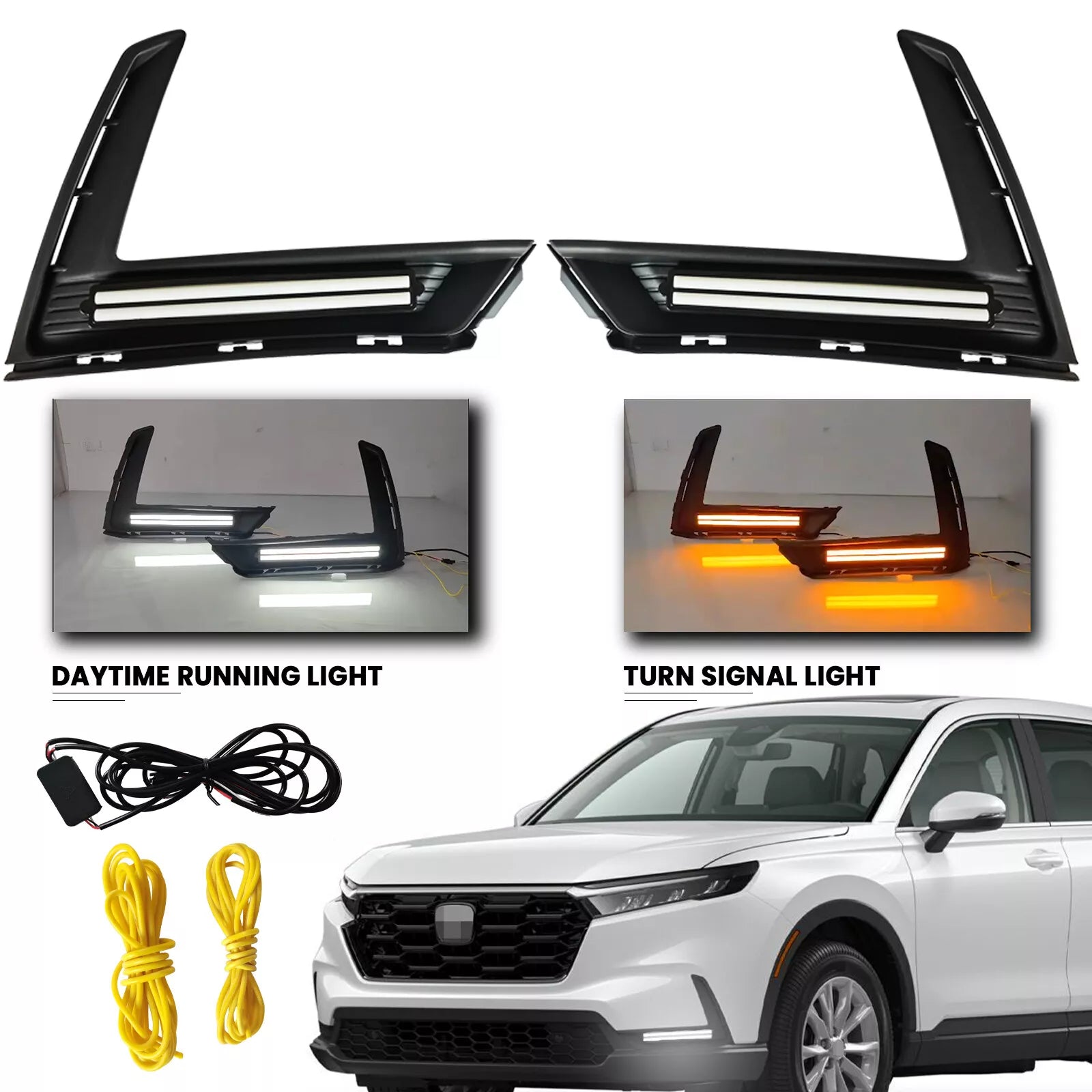 Motor-1 Golden Yellow Fog Light Kit For 07-09 Honda CRV | With Switch & Harness H11 Bulbs