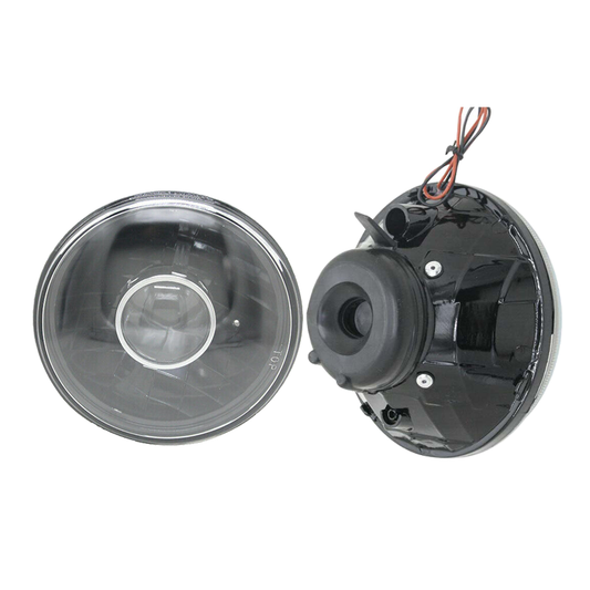 7" Inch Round Black Chrome Projector Front Clear Lens Headlights