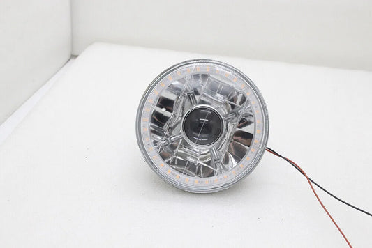 5 3/4Inch LED Red Angel Eye Round Halo Style Halogen Crystal Projector Headlight