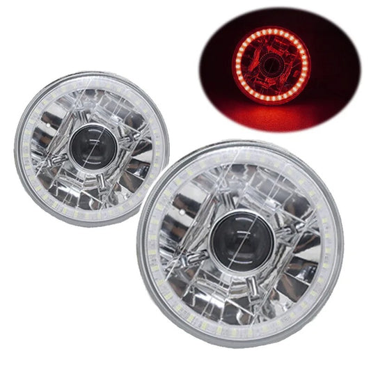 5 3/4Inch LED Red Angel Eye Round Halo Style Halogen Crystal Projector Headlight
