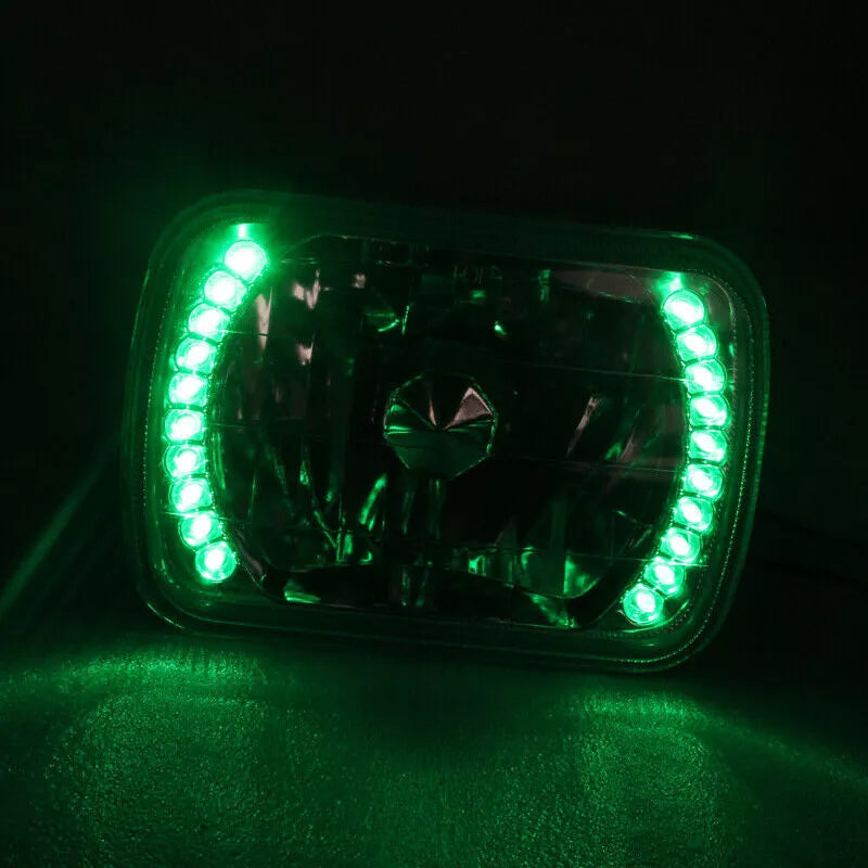 1984-2001 Jeep Cherokee 7x6 Green LED Headlights