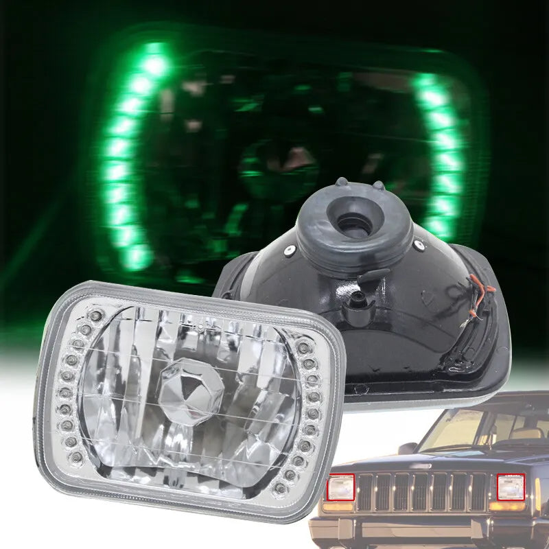 1984-2001 Jeep Cherokee 7x6 Green LED Headlights