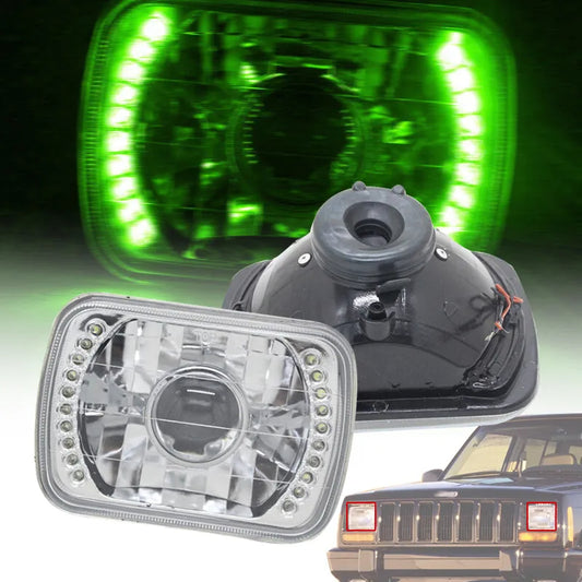 1984-2001 Jeep Cherokee XJ 7x6 Green LED Sealed Beam headlamp