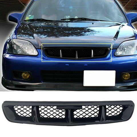 1996 1997 1998 Honda Civic MUG Style ABS Black Front Bumper Grille