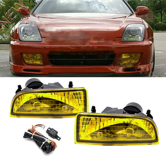 1997-2001 Honda Prelude Yellow Fog Lights With Switch Harness