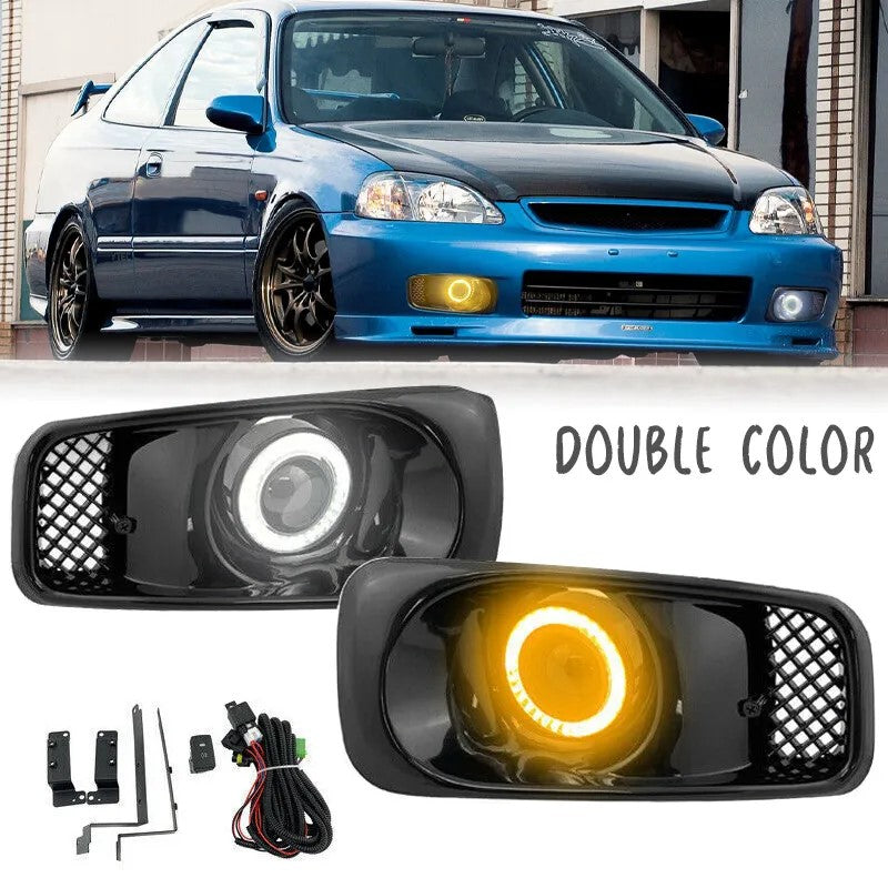 1999 2000 Honda Civic Dual Color Projector Fog Lights Turn Signal