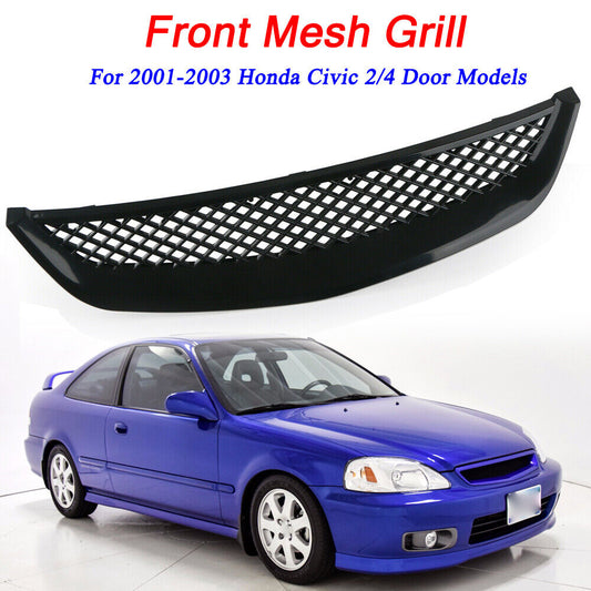 2001 2002 2003 Honda Civic JDM Type-R Black ABS Front Mesh Grille 