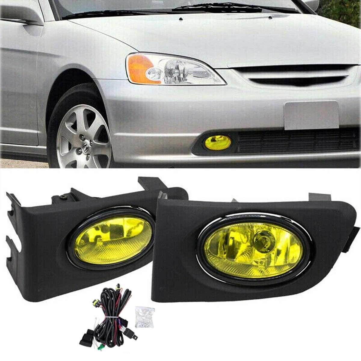 2001 2002 2003 Honda Civic Yellow Lens Fog Light 