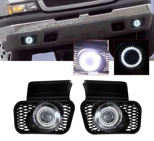 2003-2006 Chevy Silverado Avalanche  LED Halo Projector Bumper Fog Light