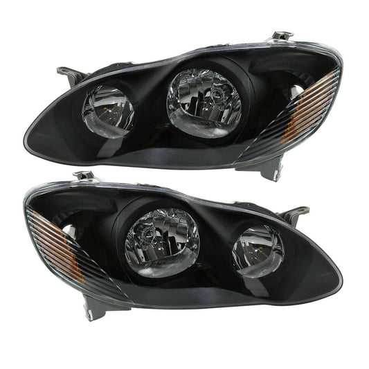 2003-2008 Toyota Corolla CE LE Black Headlights