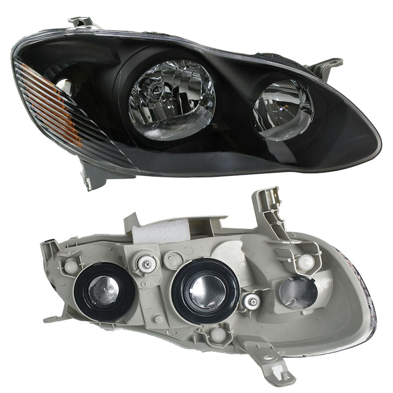 2003-2008 Toyota Corolla CE LE Black Headlights