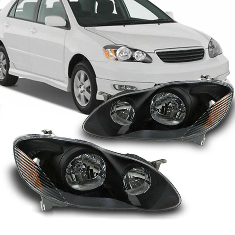 2003-2008 Toyota Corolla CE LE Black Headlights