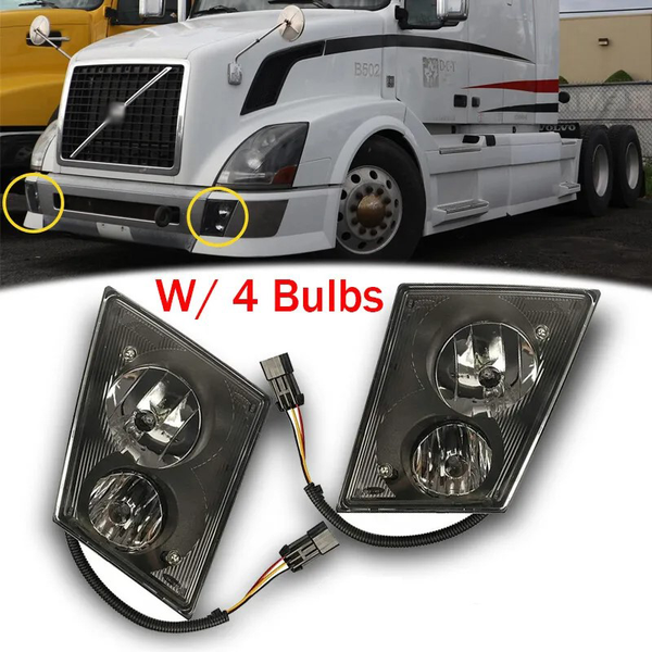 Full LED Fog Lights For Volvo VN VNL VNM VNX Trucks 2003-2017 - Black Housing