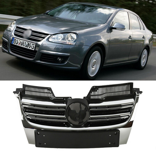  2005-2010 VW Jetta MK5 Sedan Black Front Upper Grille with Chrome trim