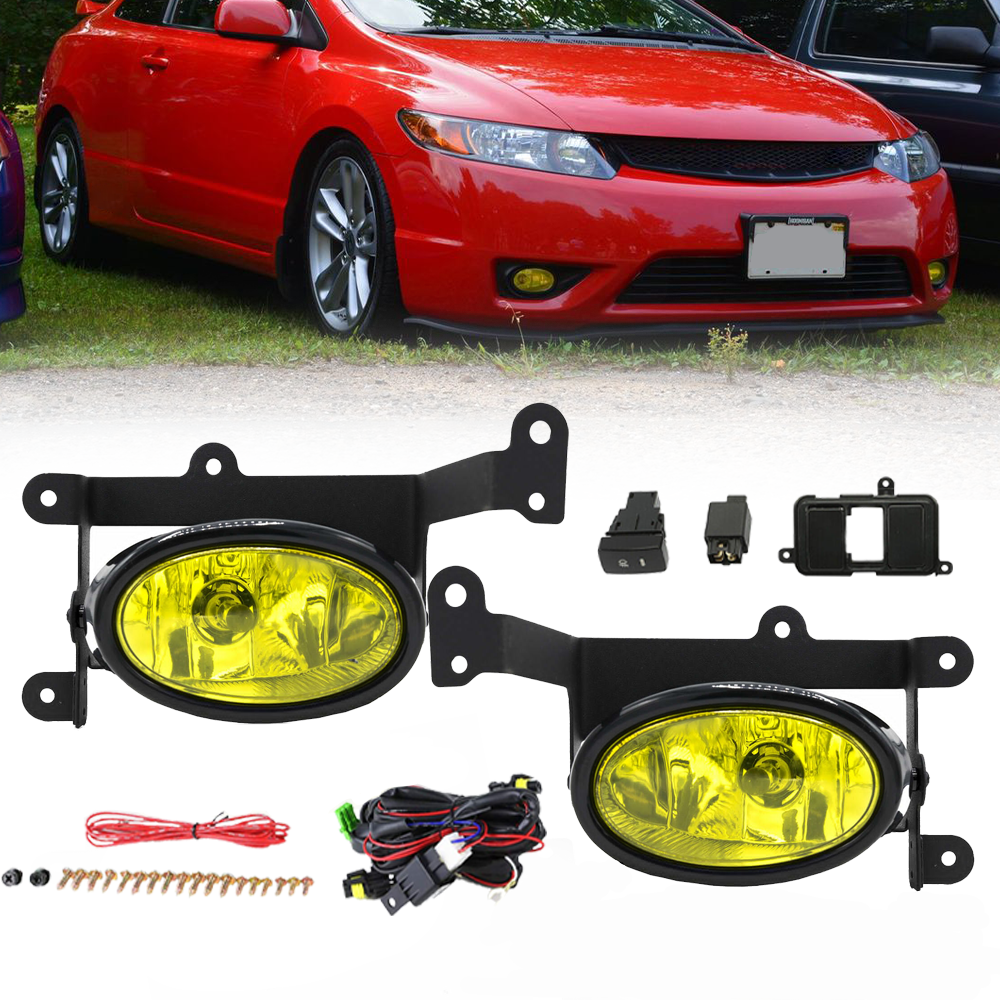 2006 2007 2008 Honda Civic JDM Yellow Lens  Fog Lights 