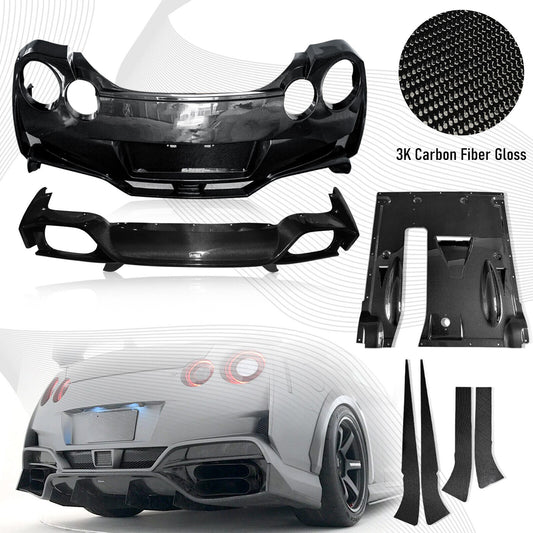 2009-2022 Nissan GTR Rear Bumper Lips Set Engine Splash Shield  Air-Deflector 