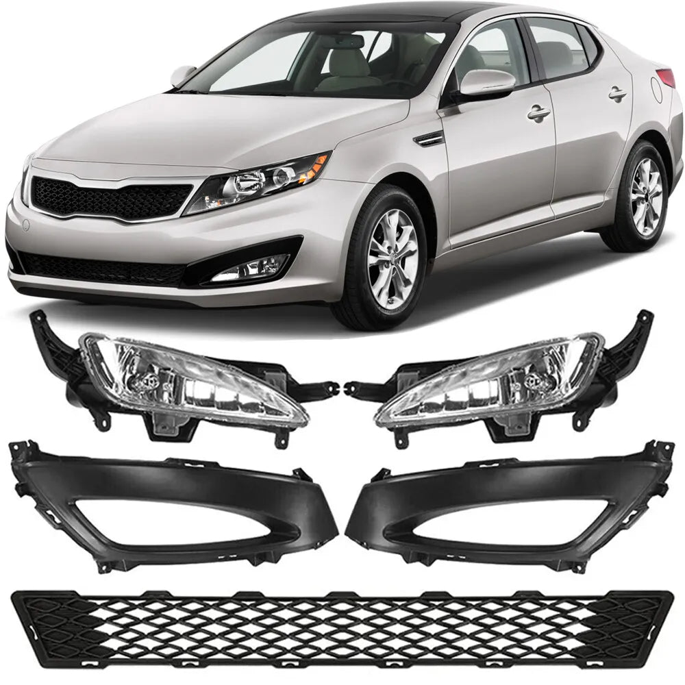  2011 2012 2013 Kia Optima EX LX Front Lower Grille and Fog Light Bezels Set 