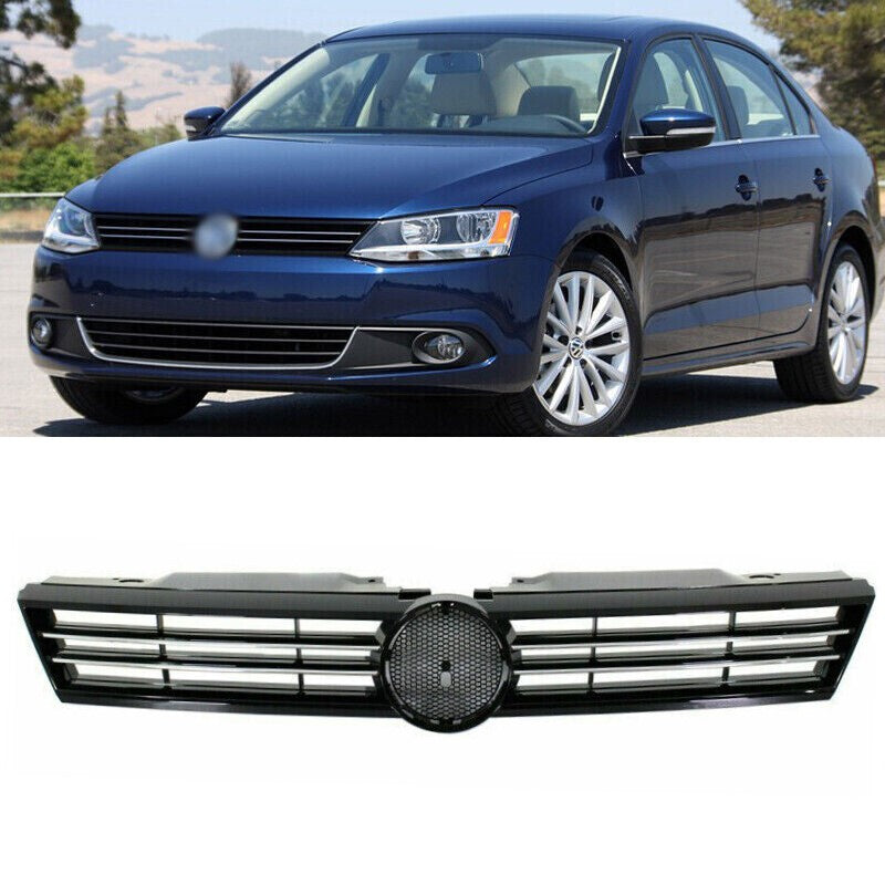 2011-2014 Volkswagen Jetta  Black Insert Plastic Grille With Chrome Trim