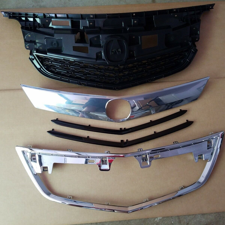 2012 2013 2014 Acura TL Chrome &Black Front Bumper Grille with Grille Molding