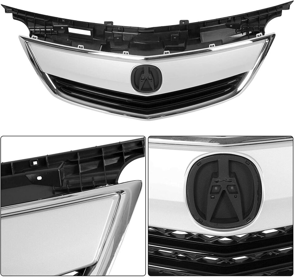 2012 2013 2014 Acura TL Chrome &Black Front Bumper Grille with Grille Molding