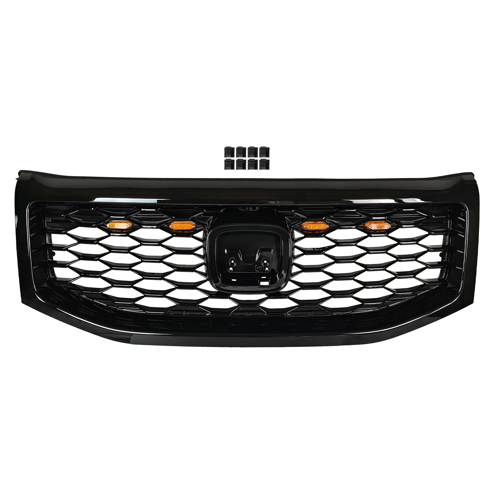 2012-2015 Honda Pilot Honeycomb Black Front Upper Grille with Lights