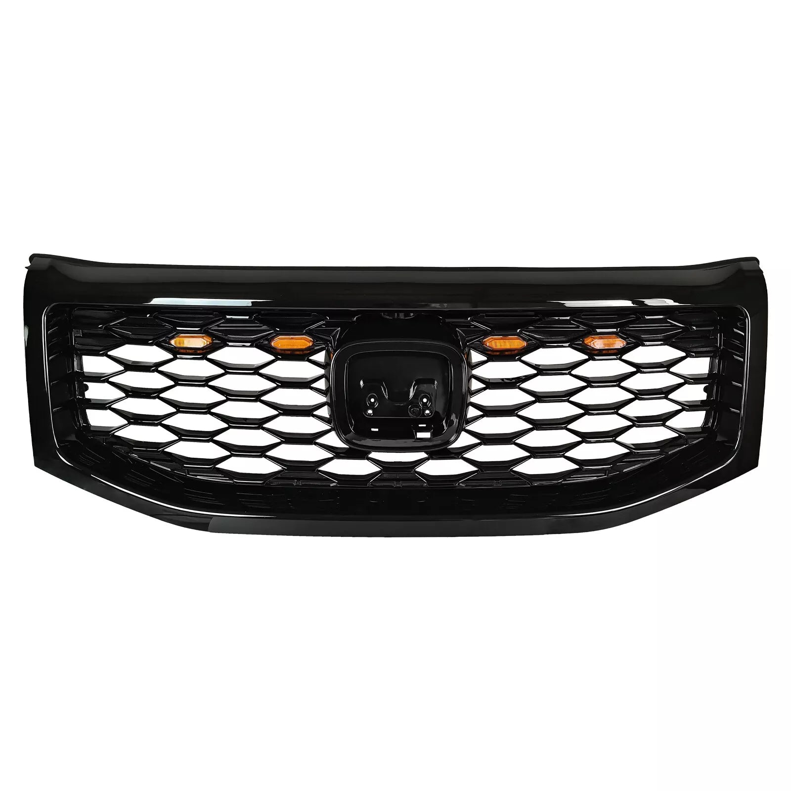 2012-2015 Honda Pilot Honeycomb Black Front Upper Grille with Lights