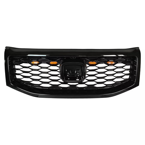 2012-2015 Honda Pilot Honeycomb Black Front Upper Grille with Lights