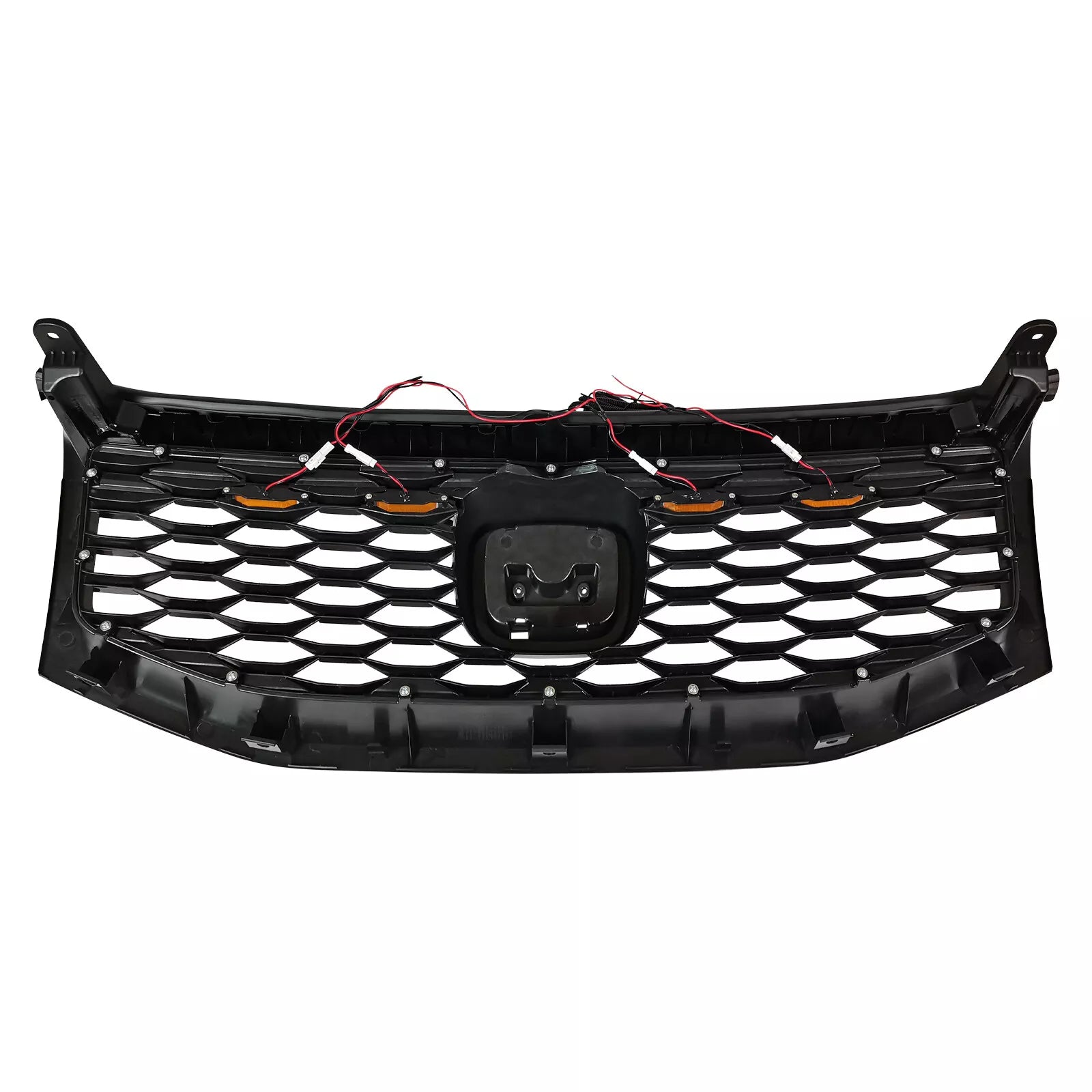 2012-2015 Honda Pilot Honeycomb Black Front Upper Grille with Lights