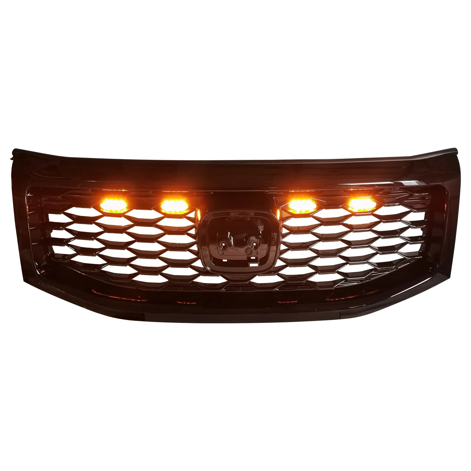 2012-2015 Honda Pilot Honeycomb Black Front Upper Grille with Lights