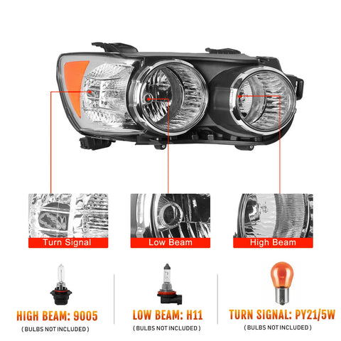 2012-2016 Chevy Sonic Headlights with lamp mounting brackets