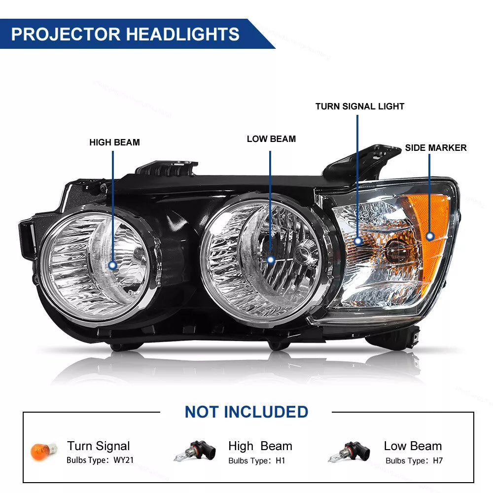 2012-2016 Chevy Sonic Halogen Headlights Pair with Chrome Bezel