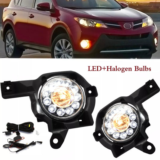 2013 2014 2015 Toyota Rav4 Front Bumper LED Fog Lights Lamps with Switch Wiring