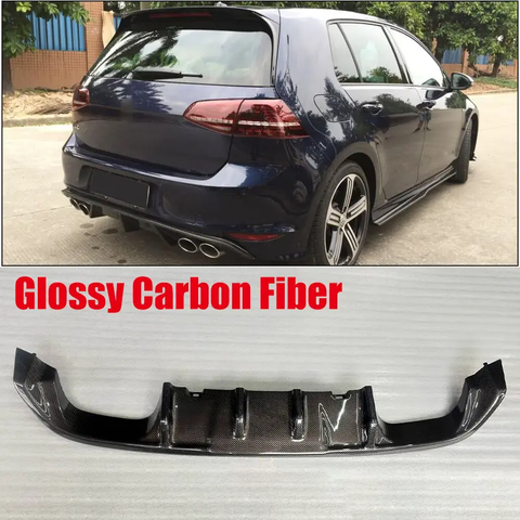 2013-2017 Volkswagen VW GOLF 7 VII MK7 R-LINE Carbon Rear Bumper Diffuser Lip