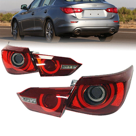 Infinity Q 50 Rear Led Trim 4PCS LED Rear Tail Lights Lamp Fit 2014-2017 Infiniti Q50 Skyline V37 ...