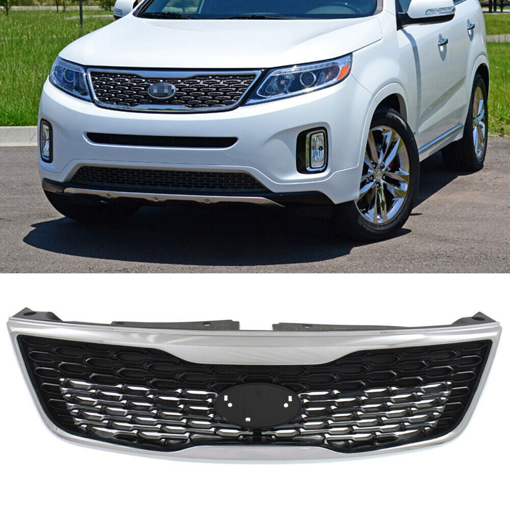 2014-2015 Kia Sorento Black Front Bumper Upper Grille with Chrome Trim