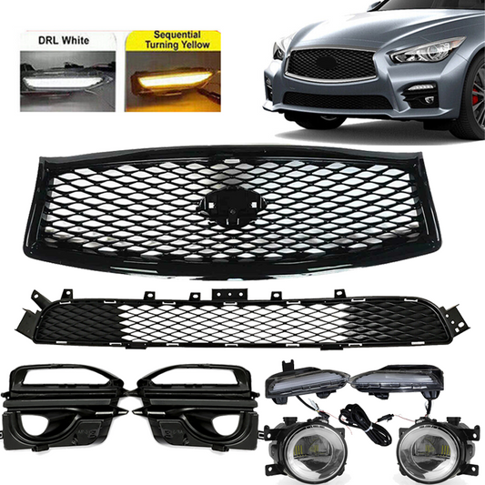 2014-2017 Infiniti Q50 Upper Lower Grille ,Turn signal lamp With Fog Lights