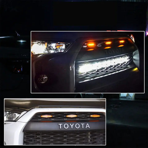 2014-2021 Toyota 4Runner Front Grille Running Amber LED Lights with Harness