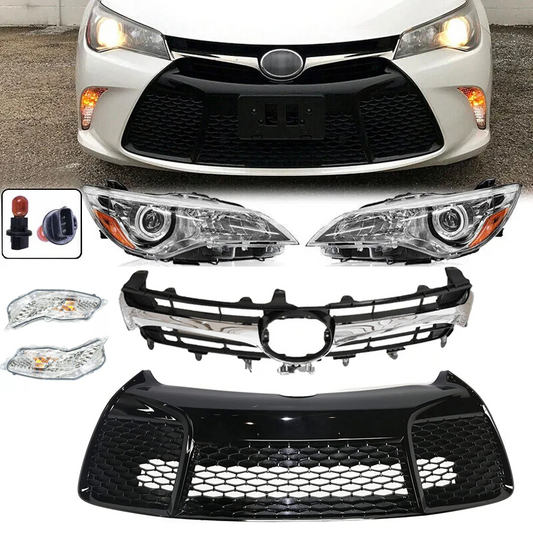 2015 2016 2017 Toyota Camry SE Headlights +Upper&Lower Grilles + Fog Lights 