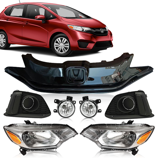 2015 2016 Honda Fit Front Bumper Upper Grille+Fog Lights+Headlights 