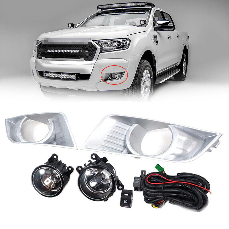 2015-2018 Ford Ranger T6 Front Chrome Halogen Fog Lights with wiring