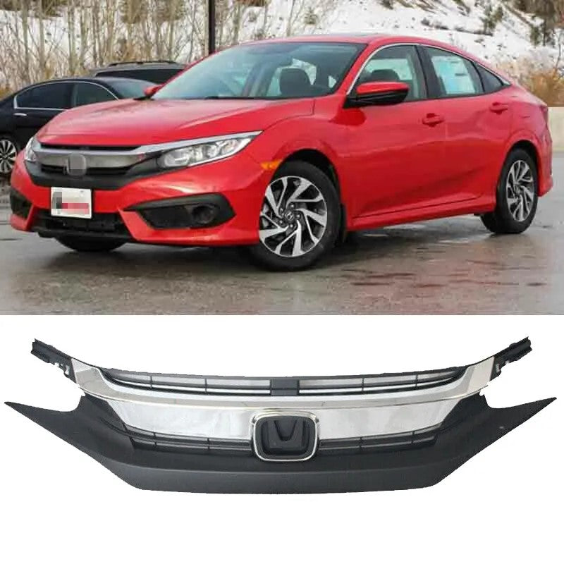 2016 2017 2018 Honda Civic 10th Seda Front Bumper Upper Chrome Grille