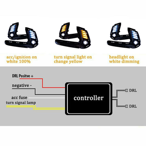 2016 2017 2018 Hyundai Elantra LED Daytime Running Lamp Turn Signal Fog Lights