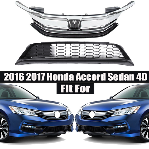 2016 2017 Honda Accord Sedan Front Bumper Upper Lower Grille