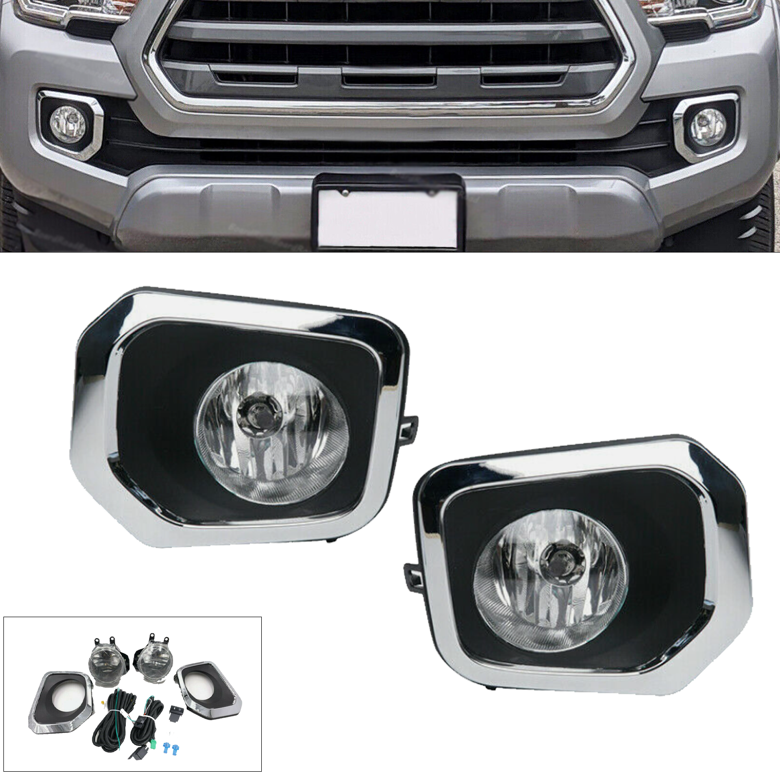 Fits 2016 2022 Toyota Tacoma SR SR5 Front Bumper Cover Fog Lights Lamp fits-2016-2022-toyota-tacoma-sr-sr5-front-bumper-cover-fog-lights-lamp
